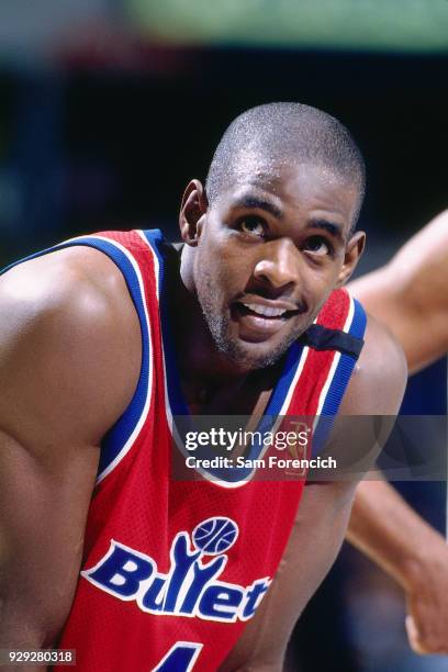 Chris Webber of the Washington Bullets smiles circa 1997 at Arco Arena in Sacramento, California. NOTE TO USER: User expressly acknowledges and...