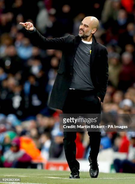 Manchester City manager Pep Guardiola gestures on the touchline