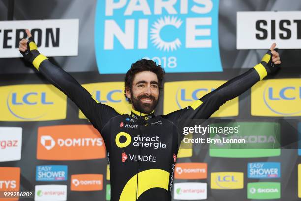 Jerome Cousin of France and Direct Energie celebrates on the podium during the 76th Paris - Nice 2018 / Stage 5 a 165km stage from Salon-de-Provence...