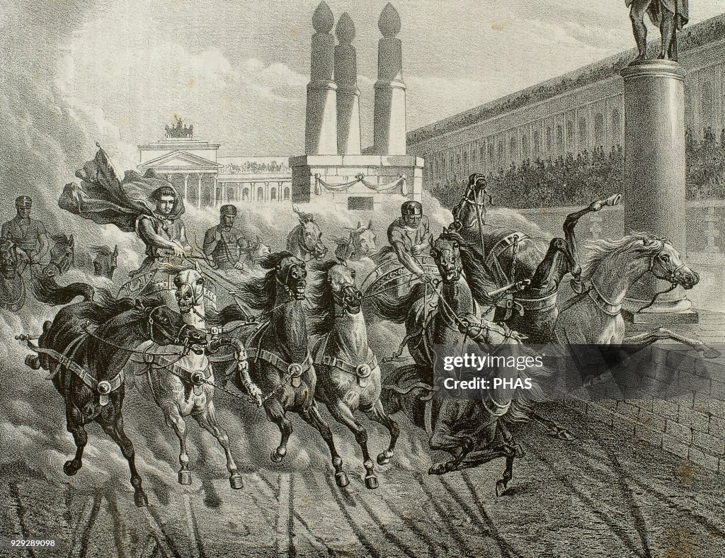 A quadrigas' race.