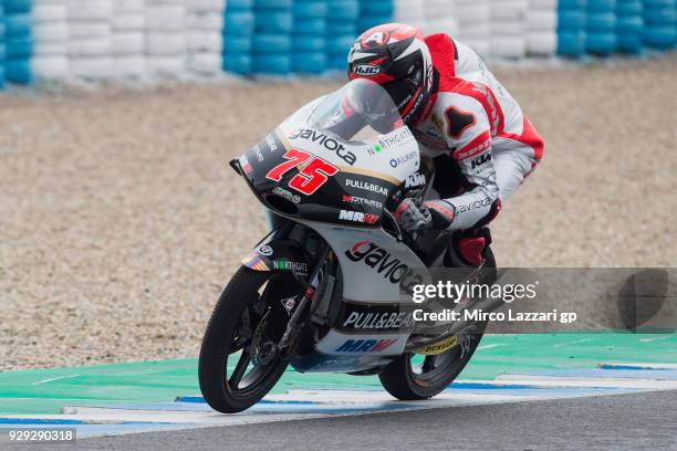 Albert Arenas of Spain and Angel Nieto Team Moto3 KTM rounds the bend during the Moto2 & Moto3 Tests In Jerez at Circuito de Jerez on March 8, 2018...