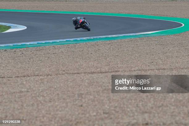 Francesco Bagnaia of Italy and Sky Racing Team VR46 rounds the bend during the Moto2 & Moto3 Tests In Jerez at Circuito de Jerez on March 8, 2018 in...