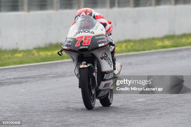 Albert Arenas of Spain and Angel Nieto Team Moto3 KTM heads down a straight during the Moto2 & Moto3 Tests In Jerez at Circuito de Jerez on March 8,...