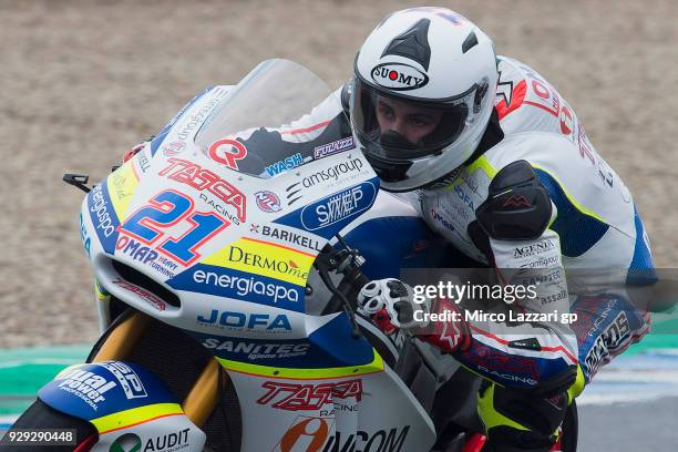 Federico Fuligni of Italy and Tasca Racing Scuderia Moto2 rounds the bend during the Moto2 & Moto3 Tests In Jerez at Circuito de Jerez on March 8,...