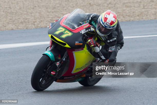 Dominique Aegerter of Swiss and Kiefer Racing rounds the bend during the Moto2 & Moto3 Tests In Jerez at Circuito de Jerez on March 8, 2018 in Jerez...