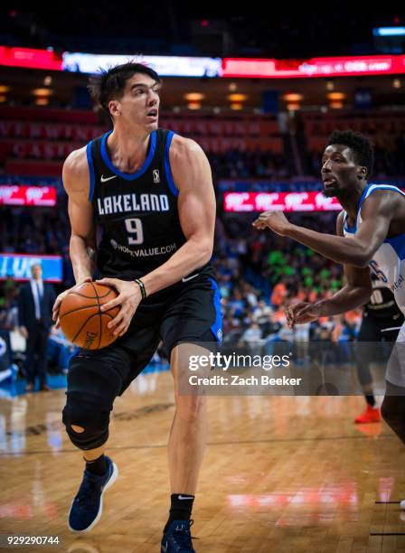 Byron Mullens of the Lakeland Magic handles the ball against the Oklahoma City Blue at Chesapeake Energy Arena in Oklahoma City, OK. NOTE TO USER:...