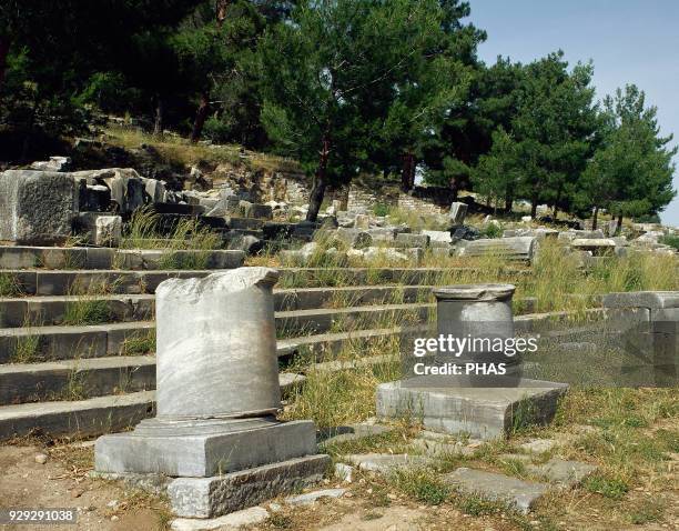 Turkey, Priene. Ancient Greek city of Ionia. Agora. Ruins. Anatolia.