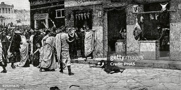 Ancient Rome. Death of Vergina , young Roman plebeian, by her father Lucio Verginio, reputed centurion, to free her from the Consul Appius Claudius...
