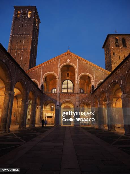 Sant'Ambrogio Basilica. Piazza Sant'Ambrogio square. Milan. Lombardy. Italy. Europe.
