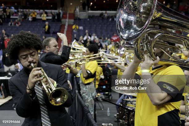 The Virginia Commonwealth Rams pep band performs before the start of the Rams game against the Dayton Flyers during the second round of the Atlantic...