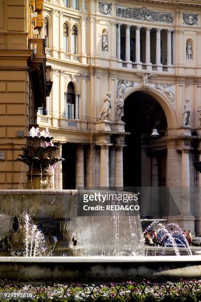 Carciofo fountain in front of Umberto I gallery. Historic centre. Naples. Campania. Italy.