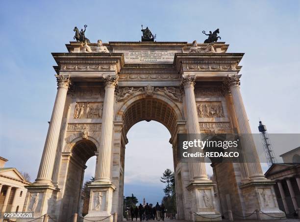 Arco della Pace arch. Piazza Sempione square. Milan. Lombardy. Italy. Europe.