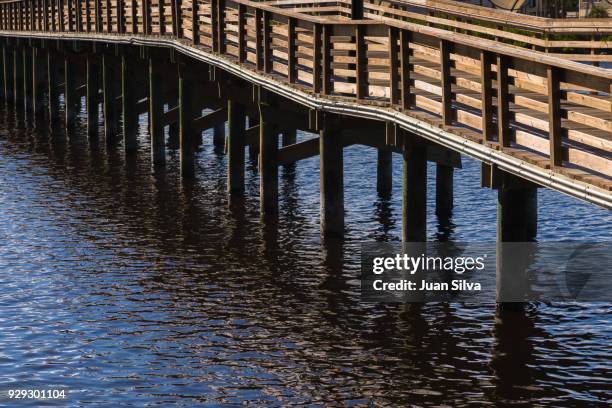 boardwalk at riverfront park, daytona beach, florida - daytona beach boardwalk stock pictures, royalty-free photos & images