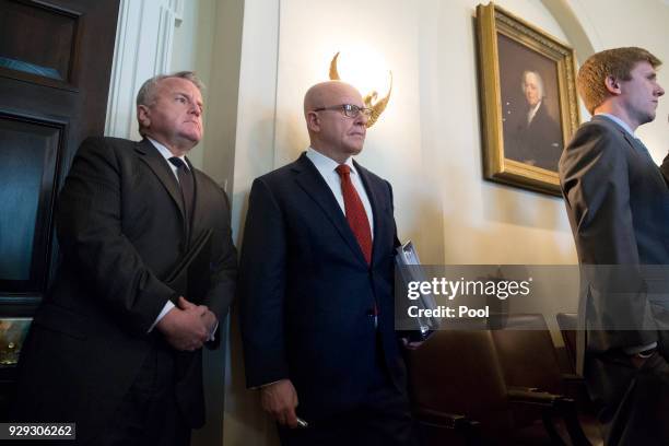 National Security Advisor H.R. McMaster attends a meeting held by US President Donald J. Trump with members of his Cabinet, in the Cabinet Room of...