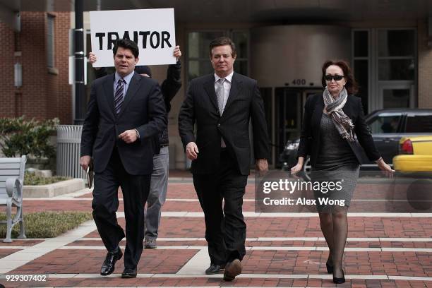 Former Trump campaign manager Paul Manafort arrives with his wife Kathleen Manafort at the Albert V. Bryan U.S. Courthouse for an arraignment hearing...