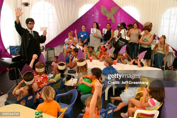 Children in the Harry Potter tent at the Miami Book Fair International.