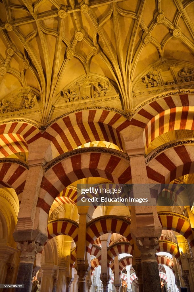 Double arches and ceiling with Old Testament figures, Hypostyle Prayer Hall, Cordoba Cathedral Mosque