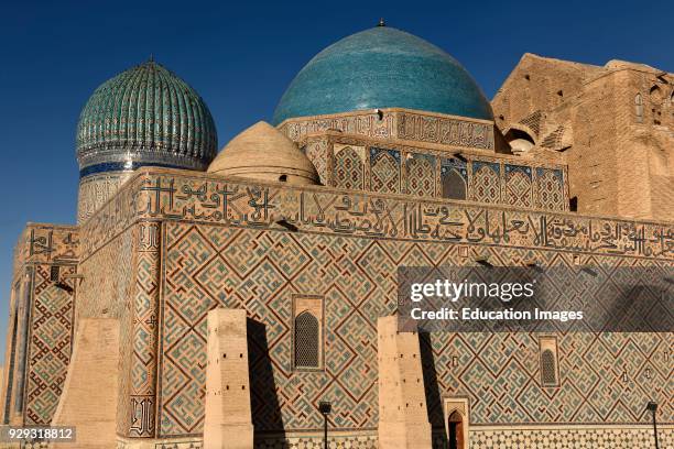 Evening light on Mausoleum of Khoja Ahmed Yasawi in Turkistan Kazakstan.