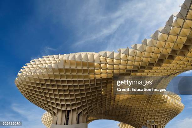 Abstract of Metropol Parasol at Plaza of the Incarnation Seville Spain against sky.