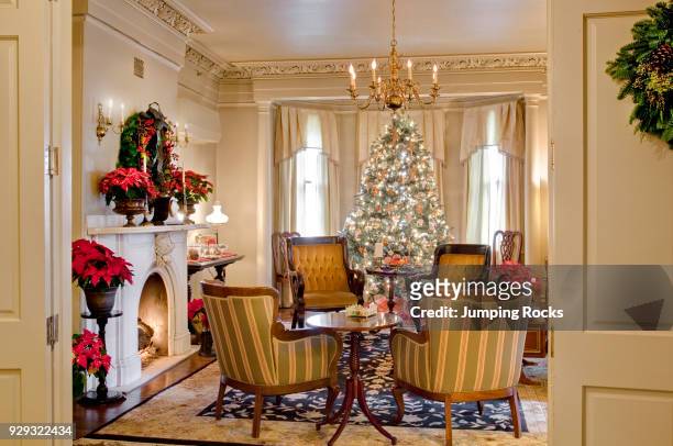 Home Decorated for Christmas, Sayre Mansion at Christmas, Bethlehem, Pennsylvania.