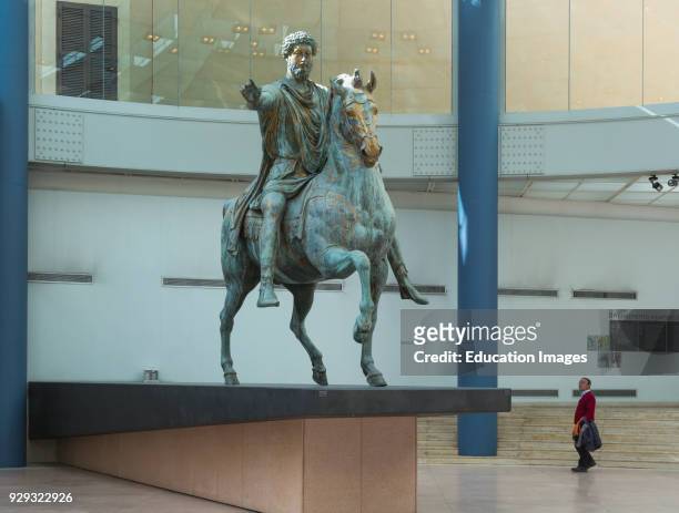 Rome, Italy, The Capitoline Museum, Equestrian statue of Marcus Aurelius, The Historic Centre of Rome is a UNESCO World Heritage Site.