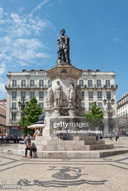 Statue of Luis de Camoes, Camões Square, Lisbon, Portugal.