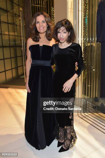 Roberta Armani and Sally Hawkins attend Giorgio Armani's celebration of 'The Shape of Water' hosted by Roberta Armani on March 3, 2018 in Beverly...