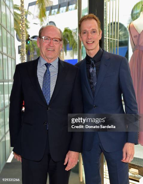 Richard Jenkins and Doug Jones attend Giorgio Armani's celebration of 'The Shape of Water' hosted by Roberta Armani on March 3, 2018 in Beverly...