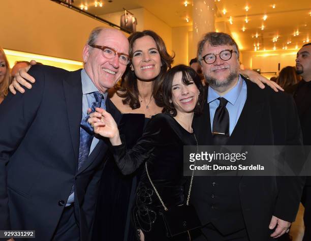 Richard Jenkins, Roberta Armani, Sally Hawkins, and Guillermo Del Toro attend Giorgio Armani's celebration of 'The Shape of Water' hosted by Roberta...