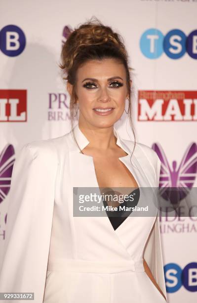 Kym Marsh arrives at the Pride Of Birmingham Awards 2018 at University of Birmingham on March 8, 2018 in Birmingham, England.