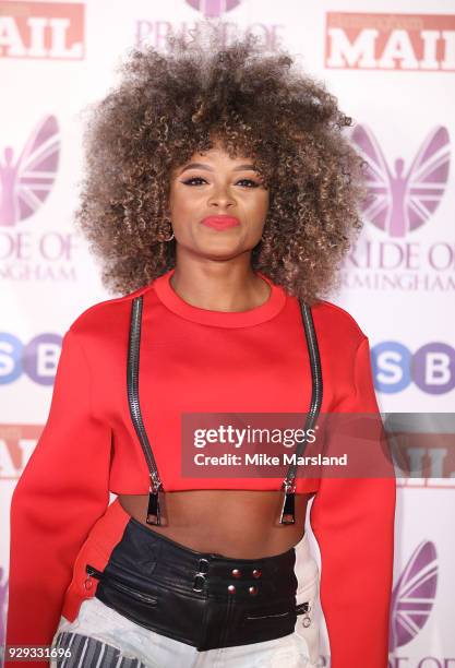 Fleur East arrives at the Pride Of Birmingham Awards 2018 at University of Birmingham on March 8, 2018 in Birmingham, England.