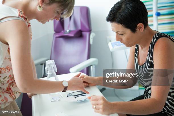 Endocrinology unit of a hospital, Savoie, France. Diabetic patients are hospitalized for a week to undergo an assessment, evolution of the diabetes,...