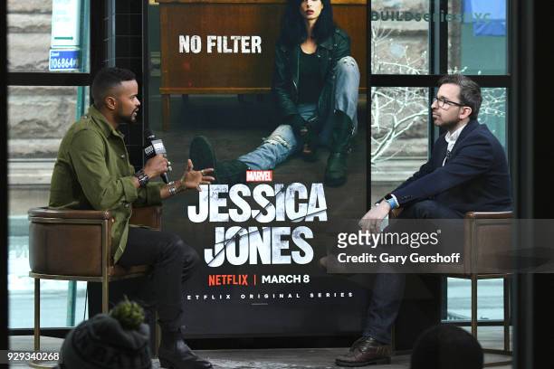 Actor Eka Darville visits Build Series with moderator Matt Forte to discuss the series "Jessica Jones" at Build Studio on March 8, 2018 in New York...