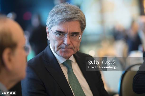 Joe Kaeser, chief executive officer of Siemens AG, listens during the 2018 CERAWeek by IHS Markit conference in Houston, Texas, U.S., on Thursday,...