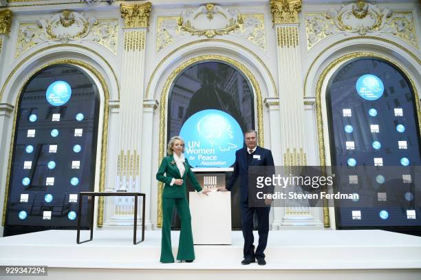 Princess Camilla of Bourbon Two Sicilies and Prince Carlo of Bourbon Two Sicilies attend UNWFPA's NYSE bell ringing in celebration of International...