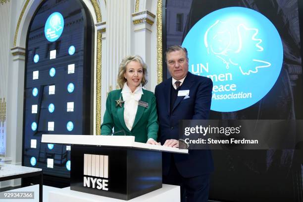 Princess Camilla of Bourbon Two Sicilies and Prince Carlo of Bourbon Two Sicilies attend UNWFPA's NYSE bell ringing in celebration of International...