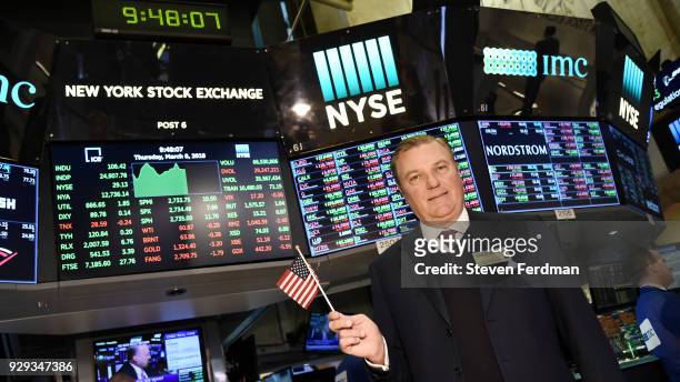 Prince Carlo of Bourbon Two Sicilies attends UNWFPA's NYSE bell ringing in celebration of International Women's Day at New York Stock Exchange on...