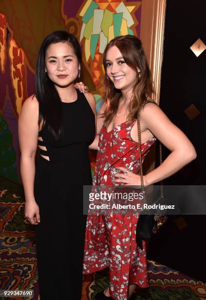 Kelly Marie Tran and Billie Lourd at Mark Hamill Star Ceremony on the Hollywood Walk of Fame on March 8, 2018 at Hollywood Walk Of Fame in Hollywood,...