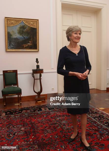 Publisher Friede Springer attends a dinner in honor of former German President Horst Koehler during his 75th birthday at Bellevue Palace on March 8,...