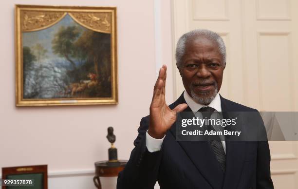 Former Secretary-General of the United Nations Kofi Annan attends a dinner in honor of Former German President Horst Koehler during the latter's 75th...