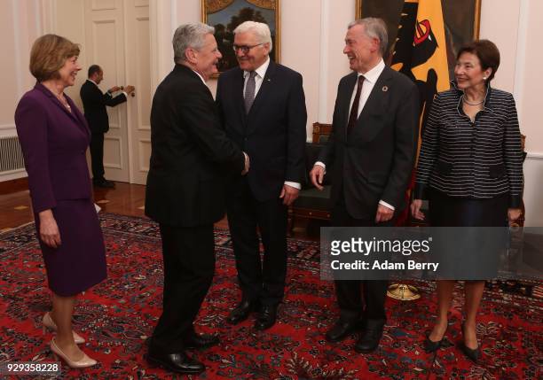 Former German President Horst Koehler attends a dinner in his honor during his 75th birthday, next to Koehler's wife Eva Luise Koehler , German...