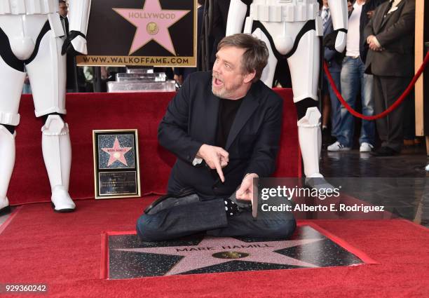 Mark Hamill is honored with a star on the Hollywood Walk of Fame on March 8, 2018 in Hollywood, California.