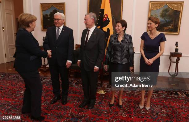 Former German President Horst Koehler attends a dinner in his honor during his 75th birthday, next to Koehler's wife Eva Luise Koehler , German...