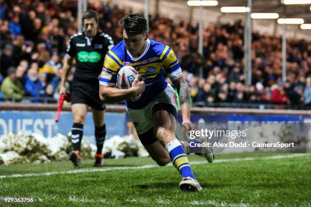 Leeds Rhinos' Tom Briscoe scores his side's second try during the Betfred Super League Round 5 match between Leeds Rhinos and Hull FC at Headingley...