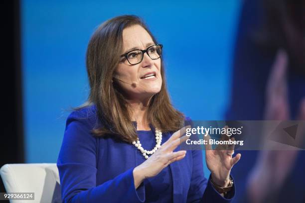 Geisha Williams, president and chief executive officer of PG&E Corp., speaks during the 2018 CERAWeek by IHS Markit conference in Houston, Texas,...