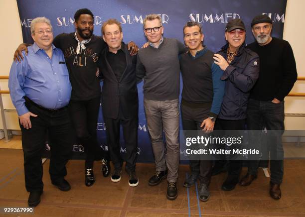 Ron Melrose, Colman Domingo, Des McAnuff, Robert Gary, Sergio Trujillo, Tommy Mottola and Bruce Sudano attend the Meet & Greet for "Summer: The Donna...