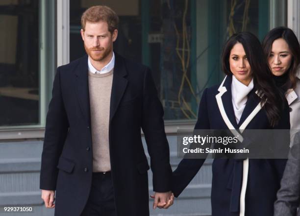 Meghan Markle and Prince Harry visit Millennium Point on March 8, 2018 in Birmingham, England.