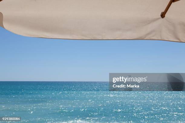 Beach Umbrella. Sea Near Camogli. Liguria Italy.