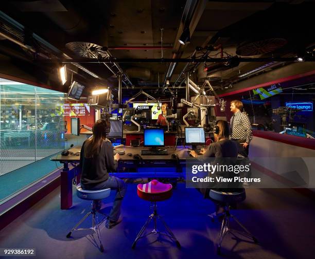 Broadcasting House, London, United Kingdom. Architect: HOK International Ltd, 2014. Radio studio with journalists and technicians.