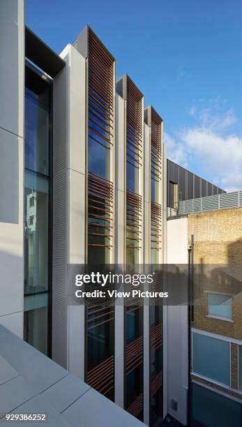 Bonhams New Bond Street HQ London, London, United Kingdom. Architect: Lifschutz Davidson Sandilands, 2013. View of facade on Haunch of Venison Yard.